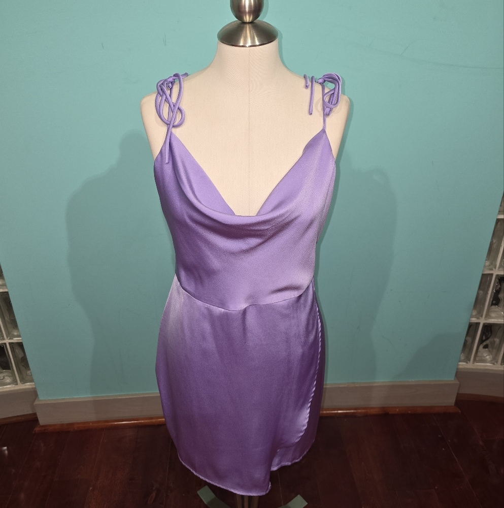 Elegant Lavender Satin Dress